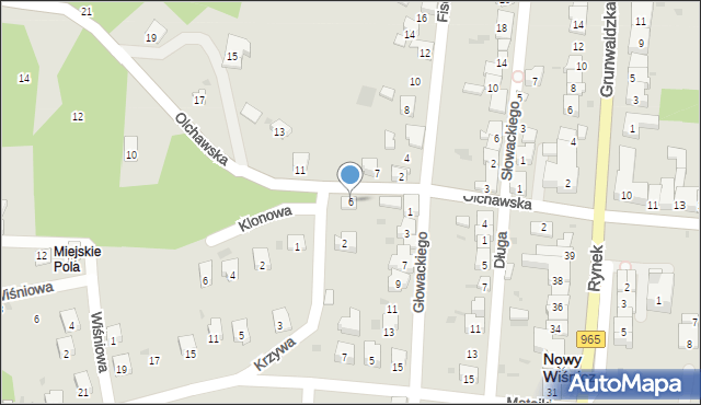 Nowy Wiśnicz, Olchawska, 6, mapa Nowy Wiśnicz