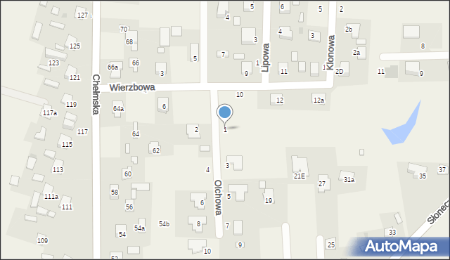 Okszów-Kolonia, Olchowa, 1, mapa Okszów-Kolonia