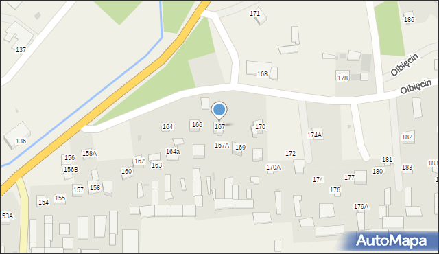 Olbięcin, Olbięcin, 167, mapa Olbięcin