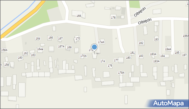 Olbięcin, Olbięcin, 173, mapa Olbięcin