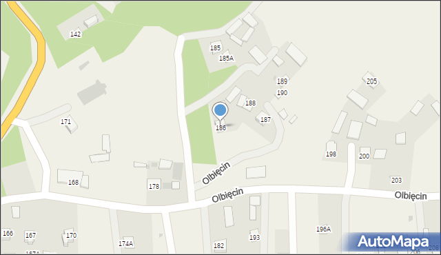 Olbięcin, Olbięcin, 186, mapa Olbięcin