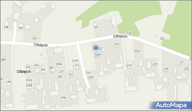 Olbięcin, Olbięcin, 215, mapa Olbięcin