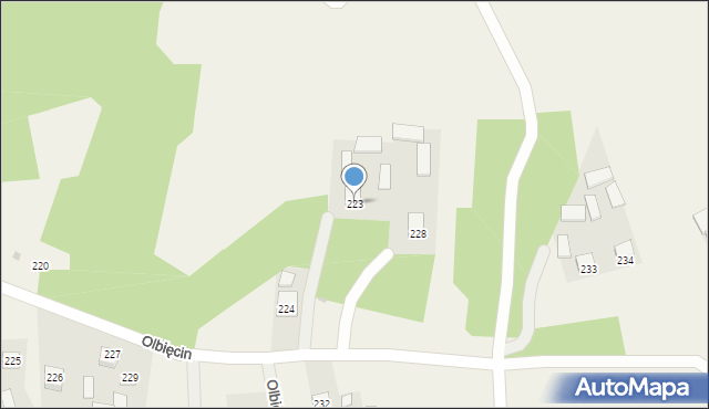 Olbięcin, Olbięcin, 223, mapa Olbięcin