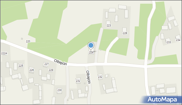 Olbięcin, Olbięcin, 224, mapa Olbięcin