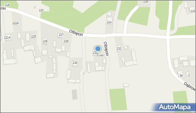 Olbięcin, Olbięcin, 231A, mapa Olbięcin