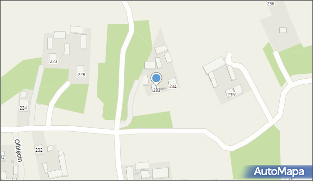 Olbięcin, Olbięcin, 233, mapa Olbięcin