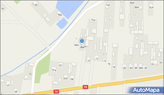 Olbięcin, Olbięcin, 68A, mapa Olbięcin