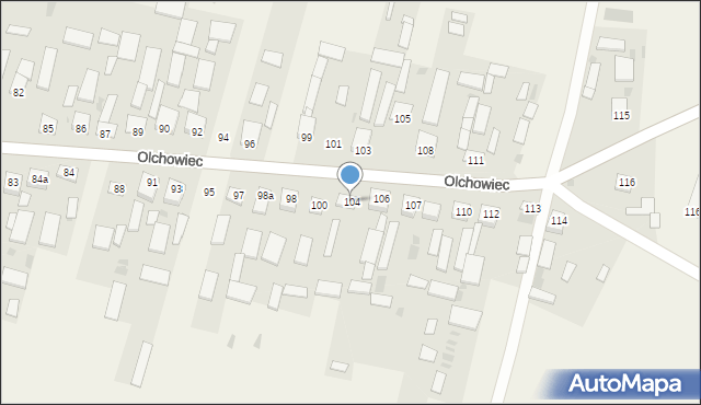 Olchowiec, Olchowiec, 104, mapa Olchowiec