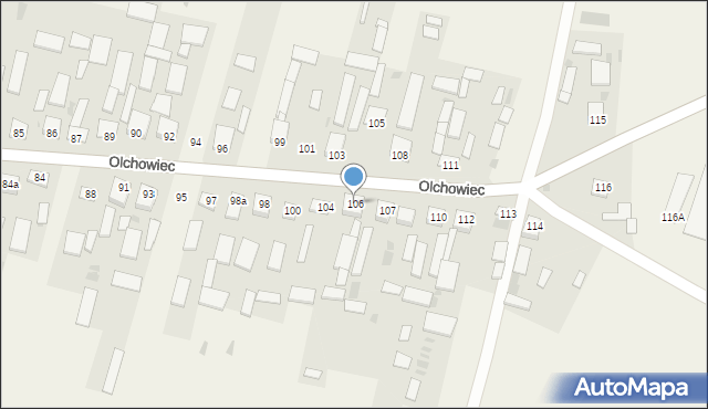 Olchowiec, Olchowiec, 106, mapa Olchowiec