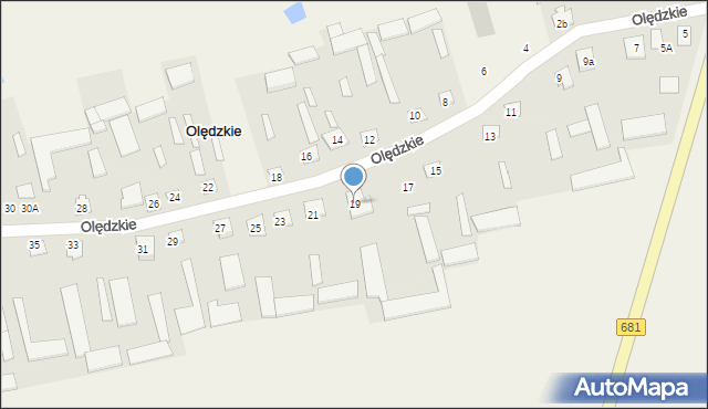 Olędzkie, Olędzkie, 19, mapa Olędzkie