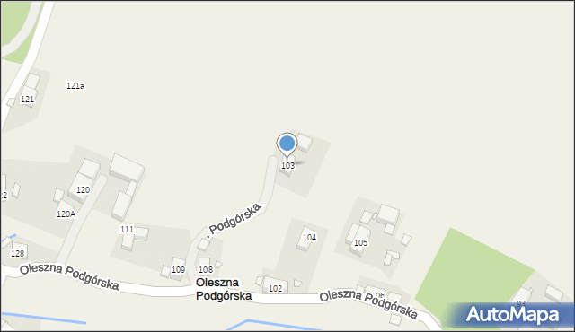 Oleszna Podgórska, Oleszna Podgórska, 103, mapa Oleszna Podgórska
