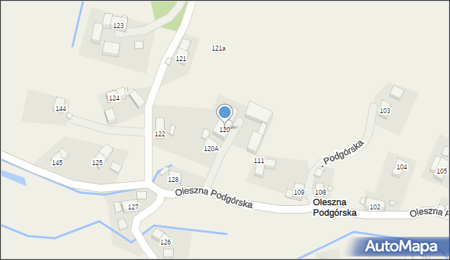 Oleszna Podgórska, Oleszna Podgórska, 120, mapa Oleszna Podgórska