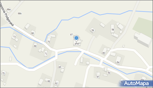 Oleszna Podgórska, Oleszna Podgórska, 67A, mapa Oleszna Podgórska