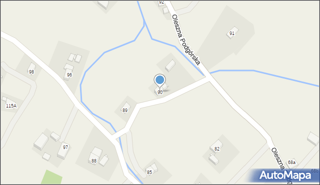 Oleszna Podgórska, Oleszna Podgórska, 90, mapa Oleszna Podgórska