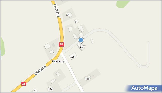 Olszany, Olszany, 11, mapa Olszany