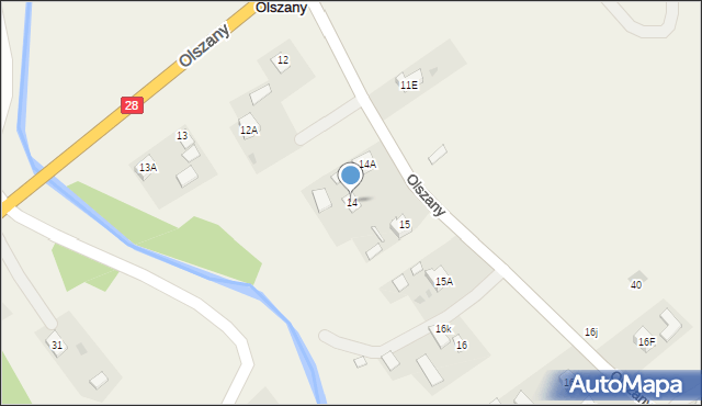 Olszany, Olszany, 14, mapa Olszany