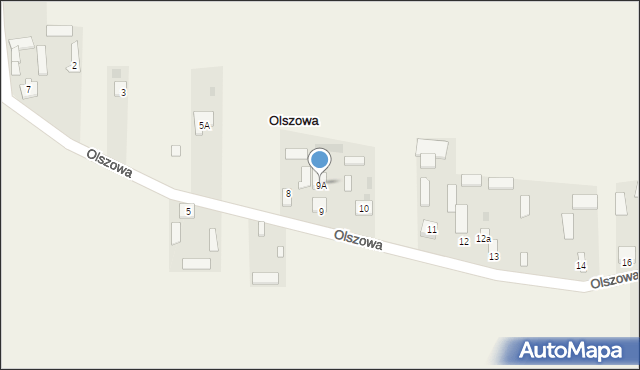 Olszowa, Olszowa, 9A, mapa Olszowa