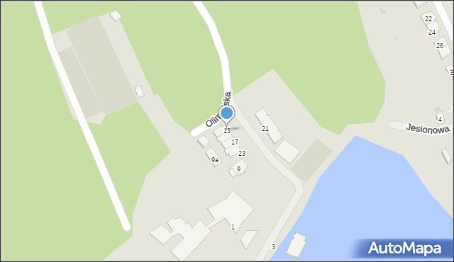 Olsztyn, Olimpijska, 13, mapa Olsztyna