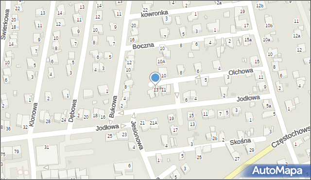 Opole, Olchowa, 13, mapa Opola