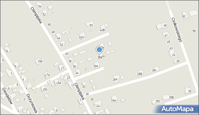 Opole, Olimpijska, 36a, mapa Opola