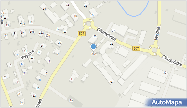 Orneta, Olsztyńska, 20A, mapa Orneta