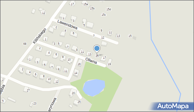Orzesze, Oliwna, 15, mapa Orzesze