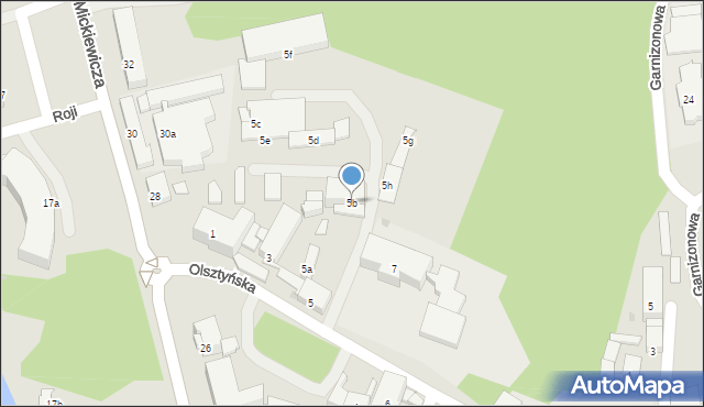 Ostróda, Olsztyńska, 5b, mapa Ostróda