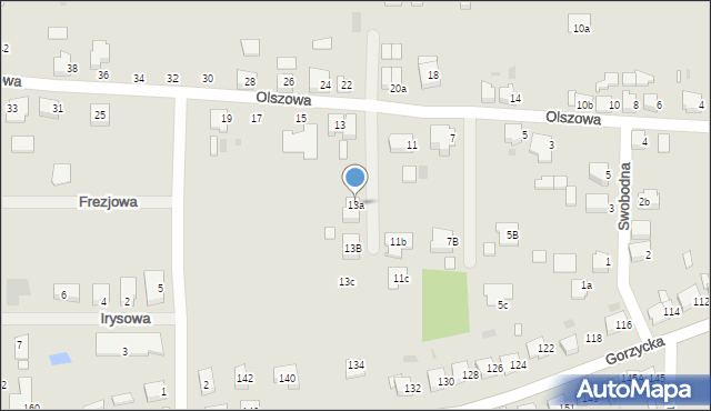 Ostrów Wielkopolski, Olszowa, 13a, mapa Ostrów Wielkopolski