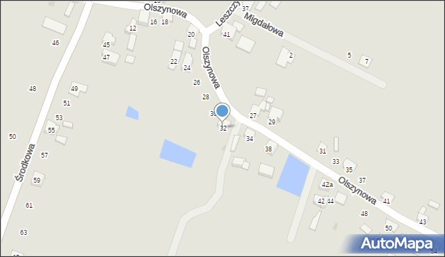 Ostrów Wielkopolski, Olszynowa, 32, mapa Ostrów Wielkopolski