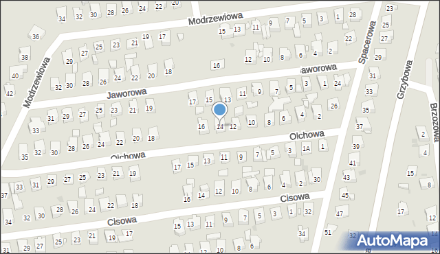 Ostrowiec Świętokrzyski, Olchowa, 14, mapa Ostrowiec Świętokrzyski