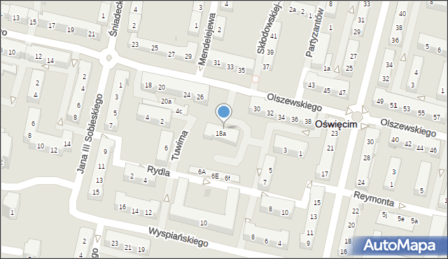 Oświęcim, Olszewskiego Karola, 28A, mapa Oświęcimia