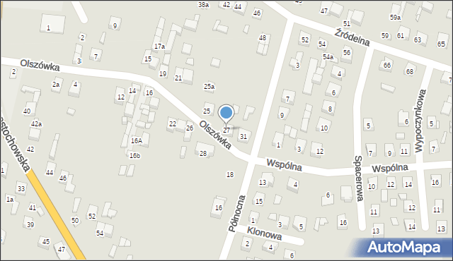 Pajęczno, Olszówka, 27, mapa Pajęczno