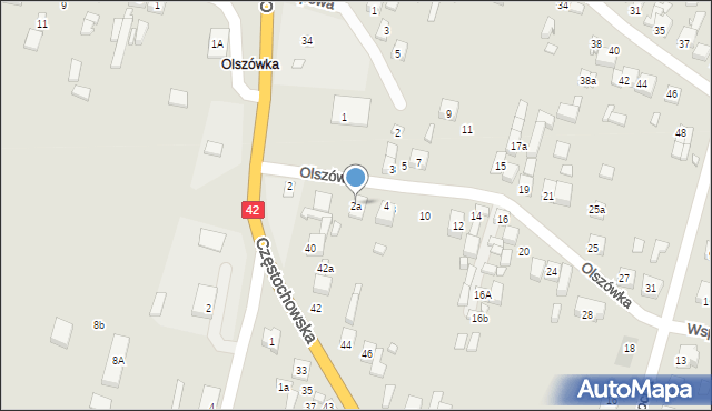 Pajęczno, Olszówka, 2a, mapa Pajęczno