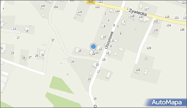 Pewel Mała, Olszynowa, 14, mapa Pewel Mała