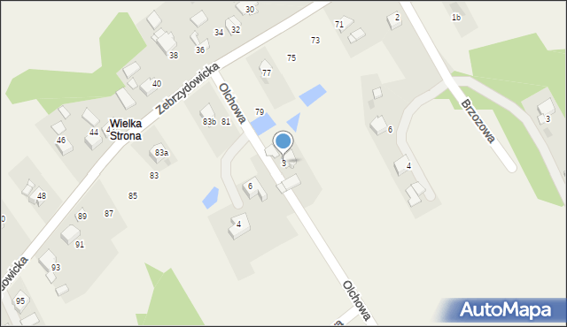 Pielgrzymowice, Olchowa, 3, mapa Pielgrzymowice