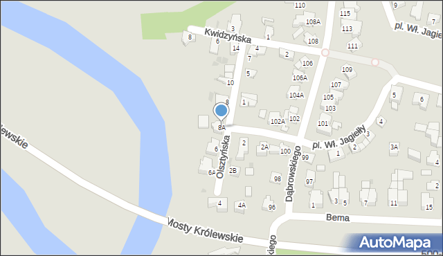 Piła, Olsztyńska, 8A, mapa Piły