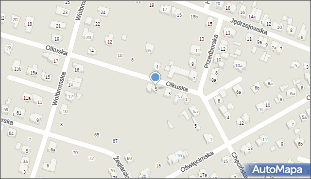 Poznań, Olkuska, 5, mapa Poznania