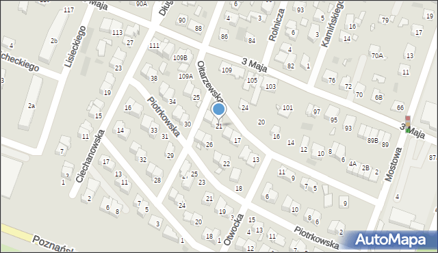 Pruszków, Ołtarzewska, 21, mapa Pruszków