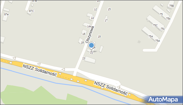 Radom, Olszynowa, 21, mapa Radomia