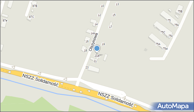 Radom, Olszynowa, 21A, mapa Radomia