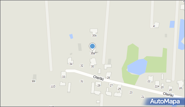 Radom, Oleńki, 30a, mapa Radomia