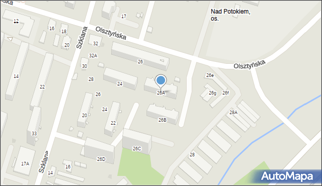 Radom, Olsztyńska, 26A, mapa Radomia