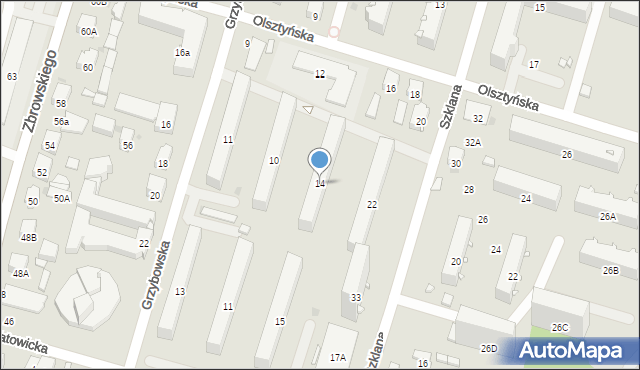 Radom, Olsztyńska, 14, mapa Radomia