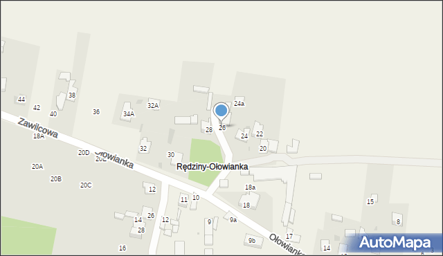 Rędziny, Ołowianka, 26, mapa Rędziny