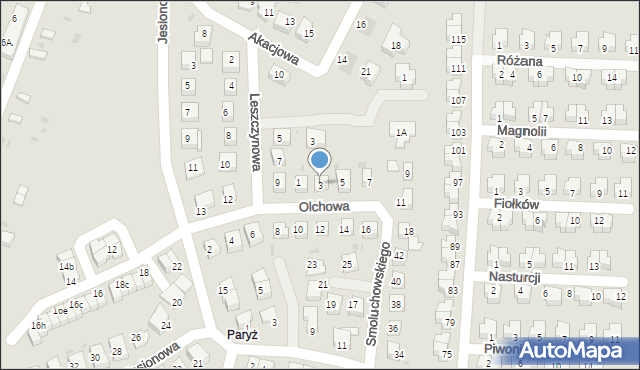 Ruda Śląska, Olchowa, 3, mapa Rudy Śląskiej
