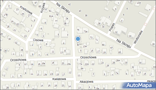 Rybie, Olszowa, 3c, mapa Rybie