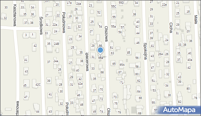 Rybie, Olszowa, 66a, mapa Rybie