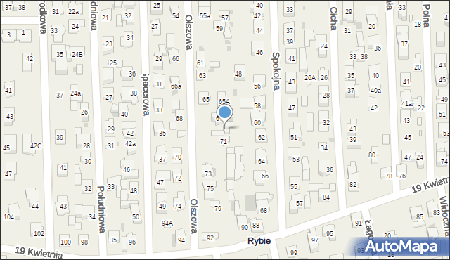 Rybie, Olszowa, 69, mapa Rybie