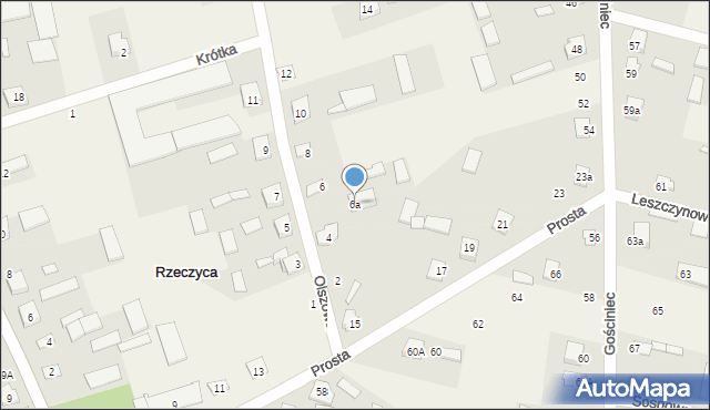 Rzeczyca, Olszowa, 6a, mapa Rzeczyca