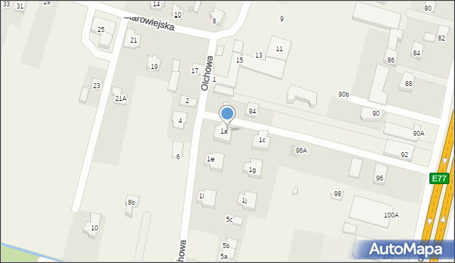 Sękocin Stary, Olchowa, 1b, mapa Sękocin Stary